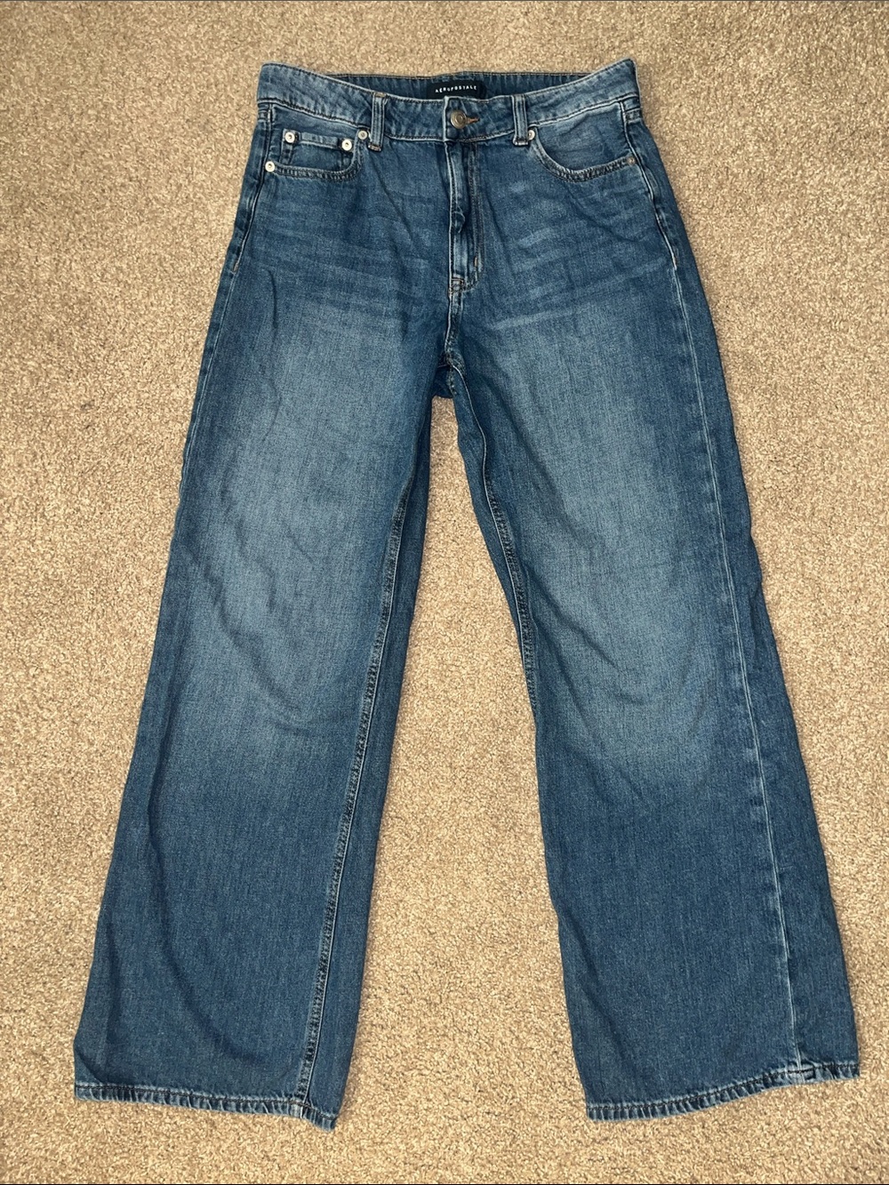 Aeropostale Women's Wide-Leg Jeans in Blue Denim